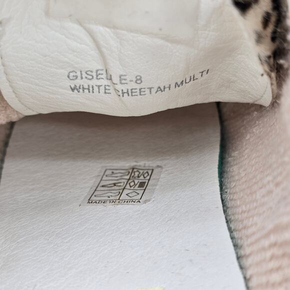 Vintage Havana Shoes Womens 8 White Cheetah Print Leather Low Top Sneakers - Picture 8 of 8